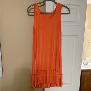 Orange Sleeveless Dress with Ruffle Hem